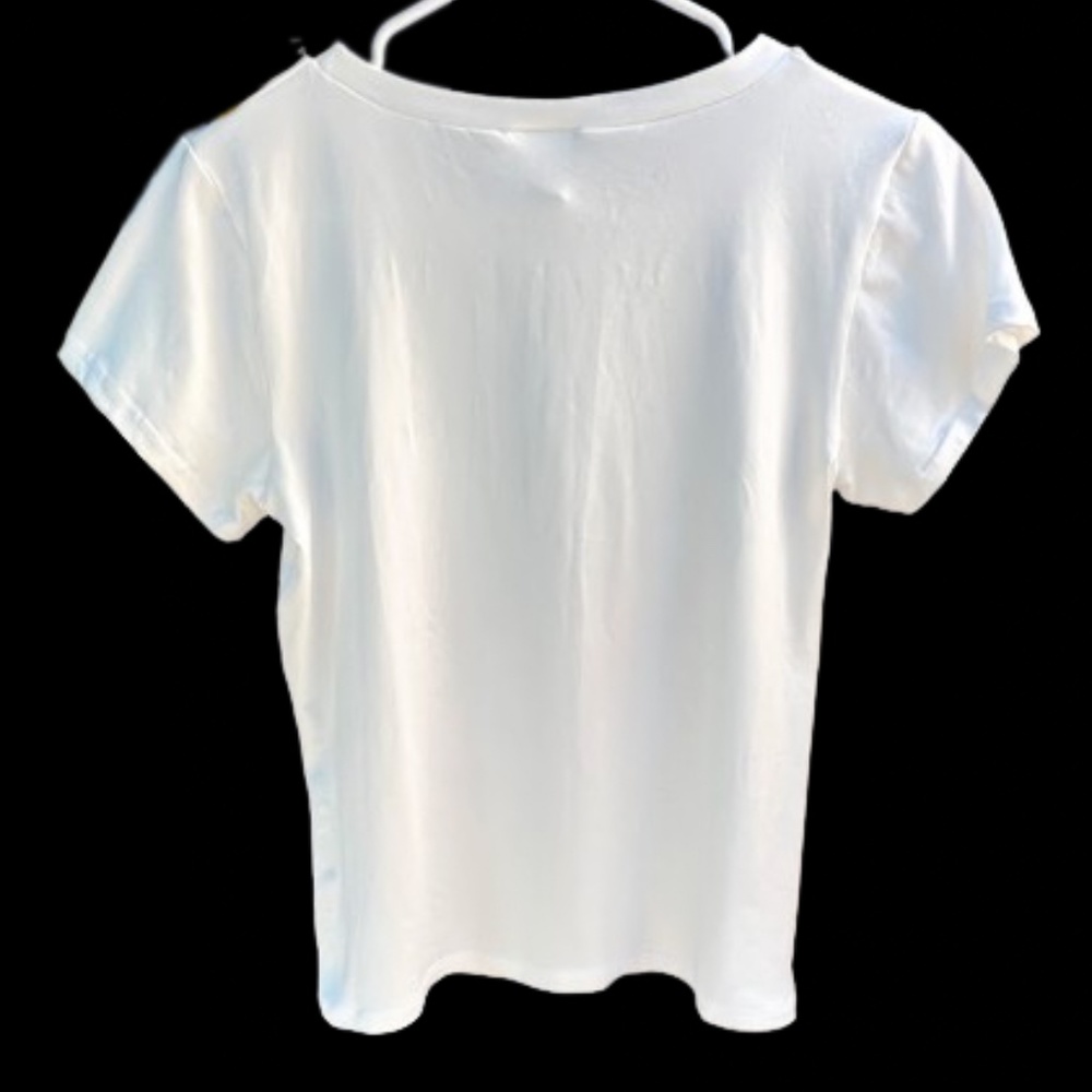 Davida Glitz & Glamour Beads Rhinestones Y2K Graphic Scoop Neck Tee Shirt - Picture 8 of 9